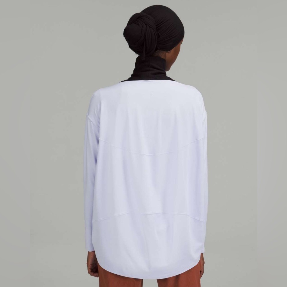 🩶 Lululemon Back in Action Long Sleeve Nulu Pastel Blue Drapey Back 🩶